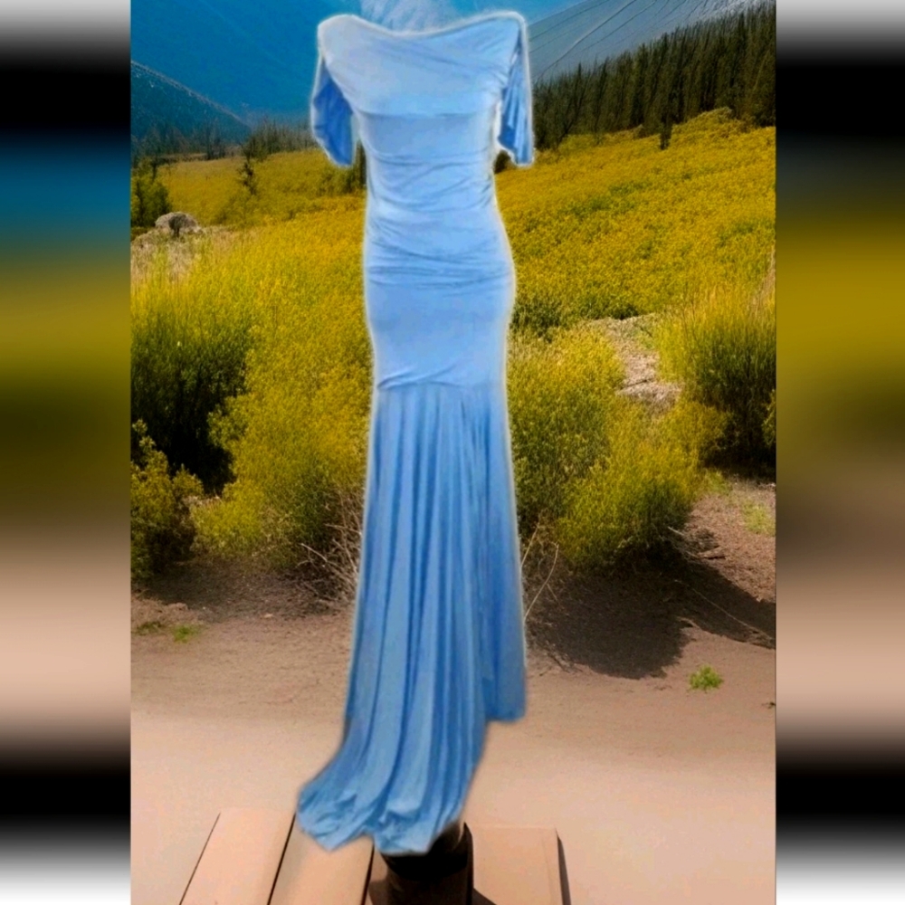 Baby Blue Formal And Or Maxi Gown, Many Ways To Wear, Hand Crafted S